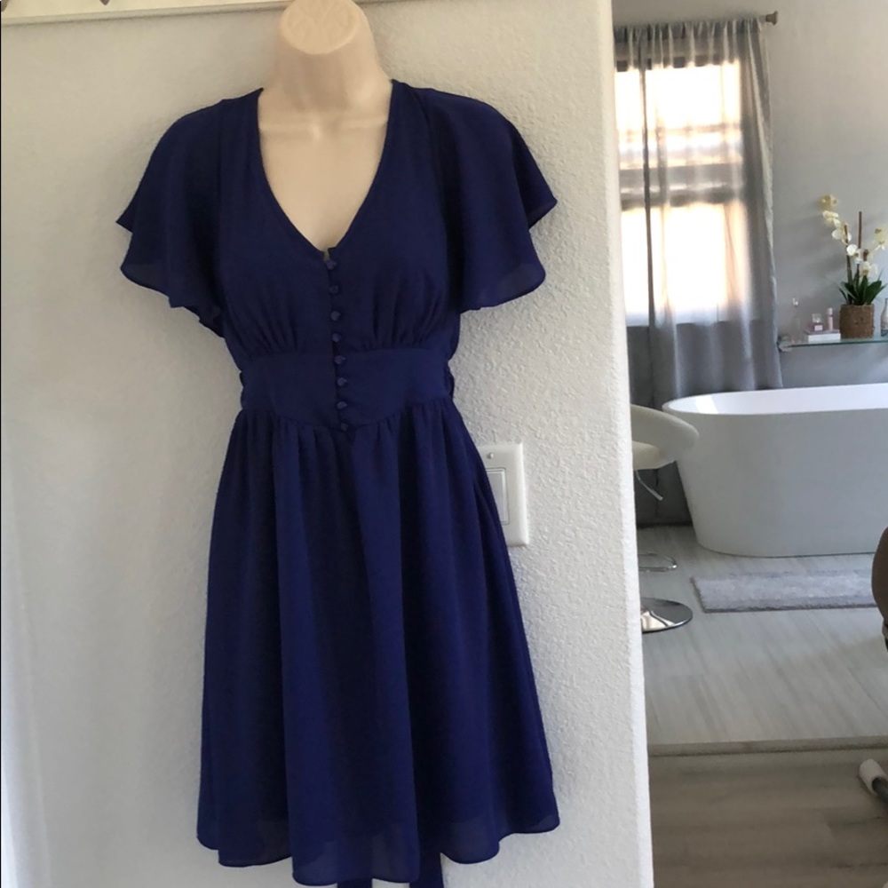 Blue midi dress.